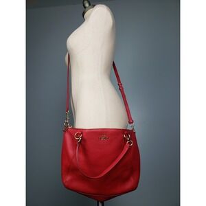 COACH KELSEY SATCHEL‎ Crossbody Red Pebble Leather Medium Size F1748 F36675